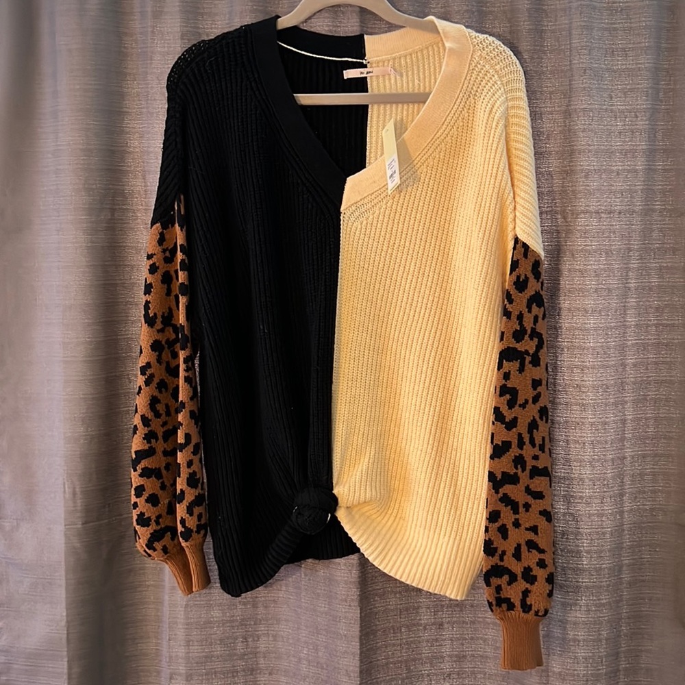 Womens color block sweater